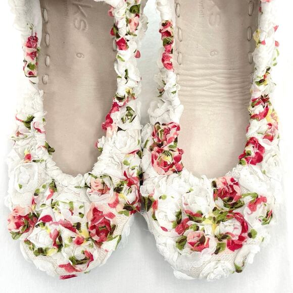 Tieks Rose Garden Fabric Floral Leather Flats Bridal Shower Spring Shoes Size 6 - Picture 6 of 10